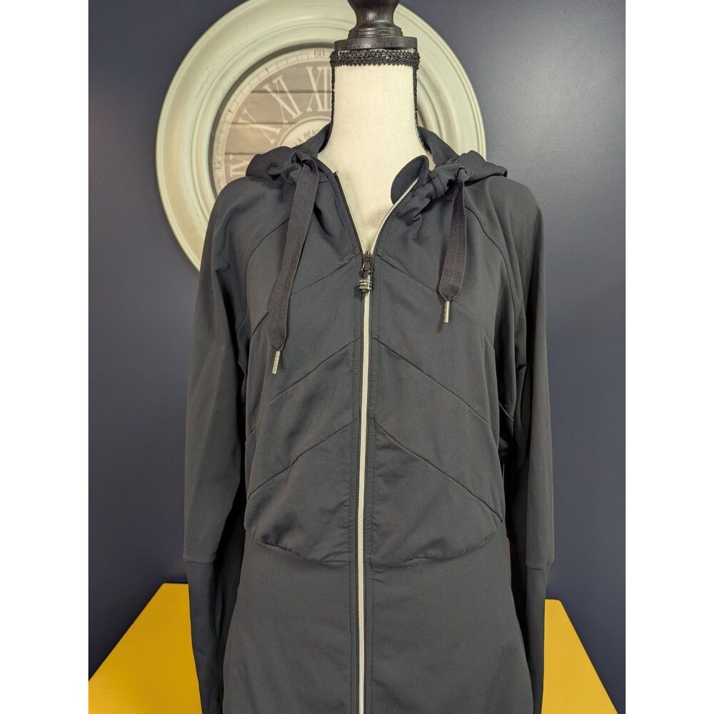 Lululemon Jacket Women's Size 6 Small Black Hood Full Zip Ribbed Thumb Holes EUC